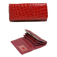 Wallet - Shinny Croc Embossed w/ Twisted Closure Pocket - Red - WL-AL240RD